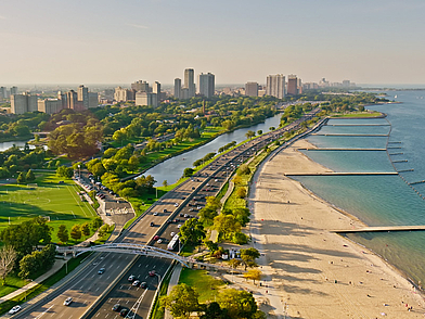 Sandstrand in Chicago - ideal zum Abschalten nach dem Englischkurs
