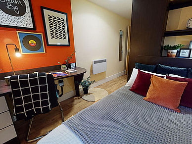 Modernes Einzelzimmer in der Residenz iQ Grove in Edinburgh mit Arbeitsplatz