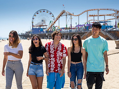 Freizeitprogramm in Santa Monica am Strand mit Studenten der EC Sprachschule Los Angeles